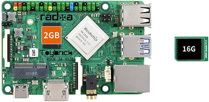 Lodokdre ROCK3 RK3568 A55 Dev Board 2GB RAM 16GB eMMC Card Computer