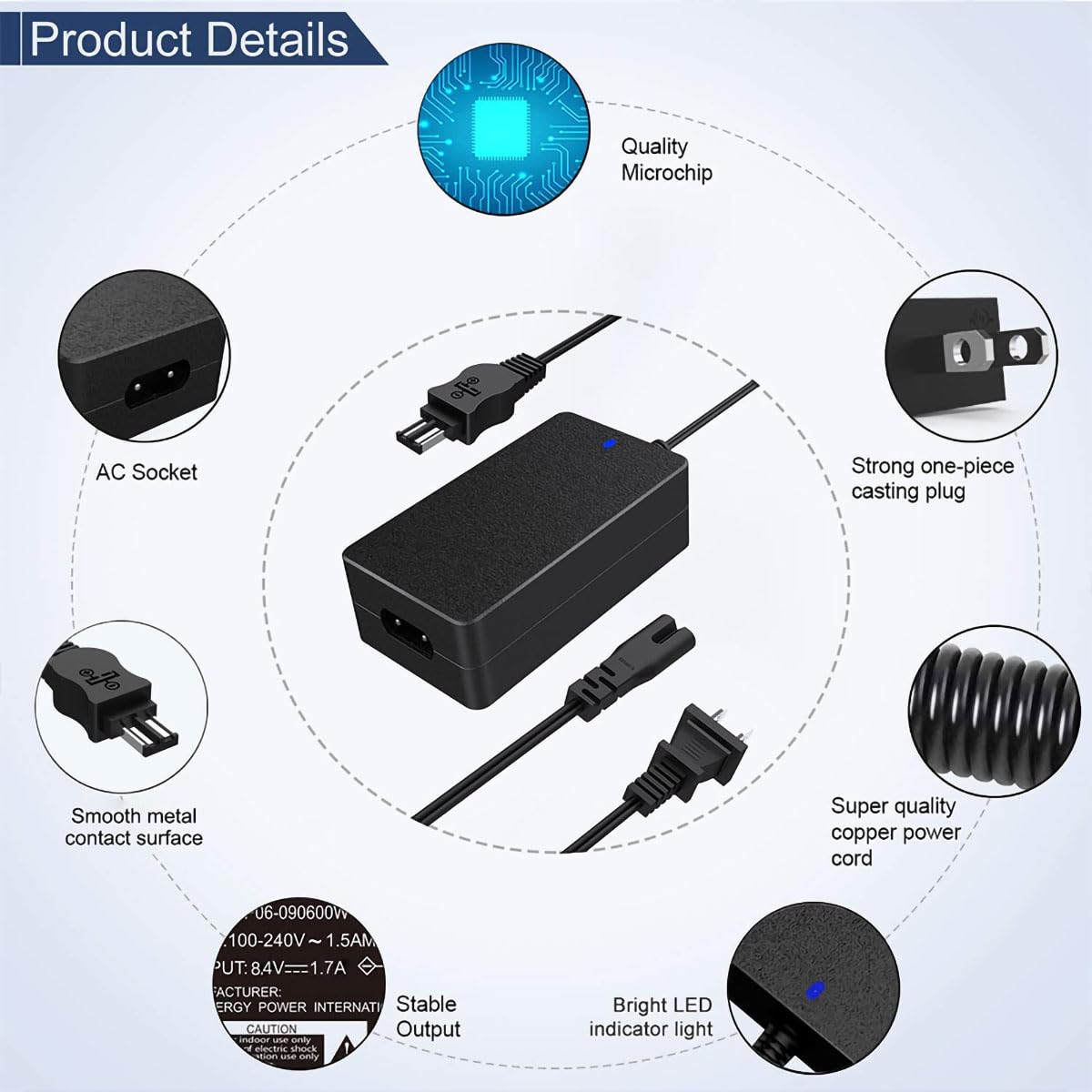 UORLEN AC-L100 AC Power Adapter Charger for Sony Handycam Hi8 CCD-TRV338 TRV328 TRV318 TRV308 TRV228 TRV138 TRV128 TRV118 TRV108 DCR-VX2100 TRV830 TRV820 TRV510 DCR-DVD100 DVD200 DVD300