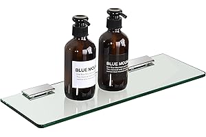 Sayayo Bathroom Shelf Glass Shelf 15 Inch, Floating Shelves Bathroom Shelves Wall Mounted for Living Room, Bedroom, Kitchen, 