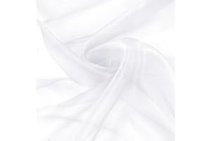 VACVELT Sheer Organza Fabric by The Yard, 60 Inch Wide White Organza Fabric Bolt Bridal Sheer Tulle Fabric, Silk Organza Fabric Roll for Wedding Party Decorations Backdrop Curtain (1 Yard)