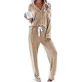 Aamikast Women's Pajama Sets Long Sleeve Button Down Sleepwear Nightwear Soft Pjs Lounge Sets