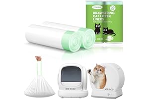 YEAHGO Automatic Cat Litter Box Liners Bags Compatible with MeoWant-SC01 & MeoWant-SC02, Self-Cleaning Kitty Litter Liners Bags, Heavy-Duty Thick Drawstring Replacement Liner Bag 18" x 12.6" (30 PCS)