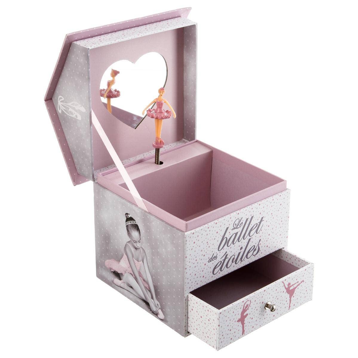 ATMOSPHERA CREATEUR D'INTERIEUR Ballerina Musical Jewellery Box - L 14 cm x W 14.5 cm x H 16 cm - Pink