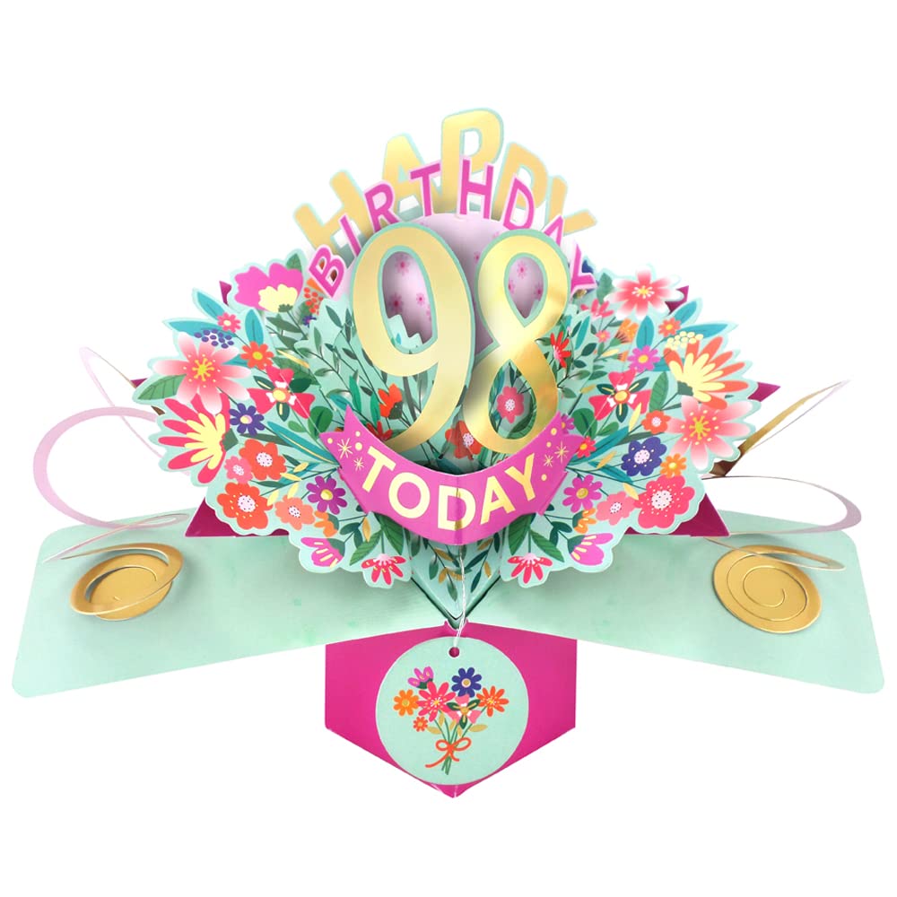 Happy 98th Birthday 98 Today Pop-Up Greeting Card Love Kate's Pop Up Cards Her POP215MC98