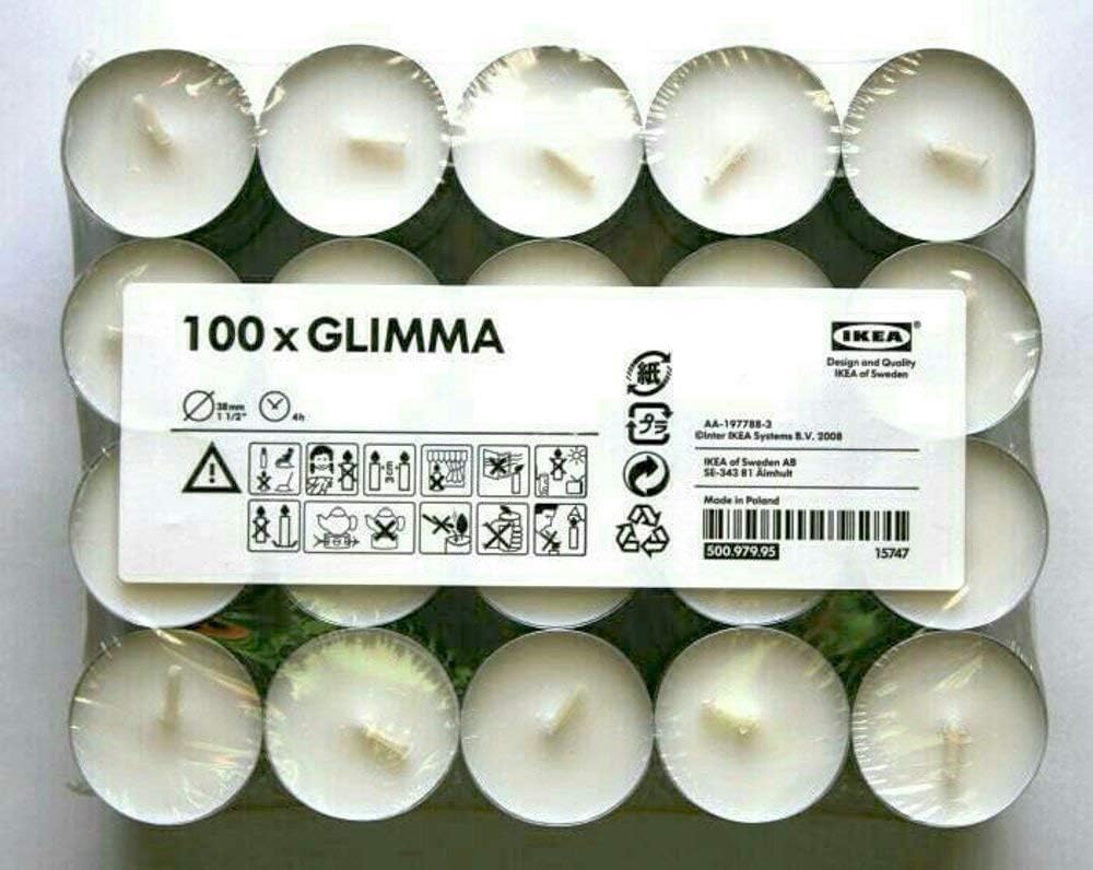 Ikea GLIMMA Unscented tealight / 100 pack Amazon.co.uk Kitchen & Home