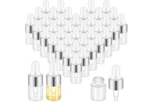 Didaey 200 Pcs Mini Glass Dropper Bottles Mini Sample Bottles Small Sample Vials with Lid for Traveling Essential Oils Cosmetic Liquid Perfume(2 ml,Silver)