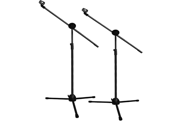 Ohuhu Microphone Stand 2-Pack, Heavy Duty Tripod Boom with Clip Holders | Collapsible floor stand, suitable for singing, spee
