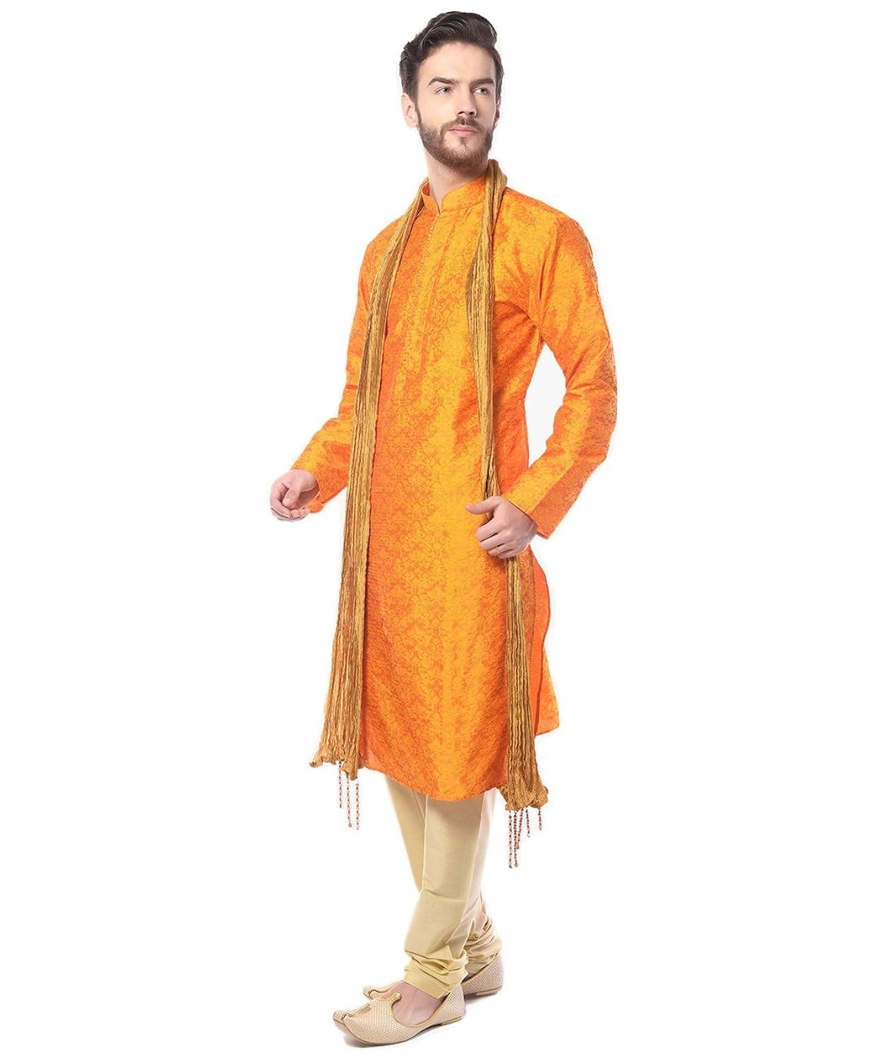 mohanlal sons yellow silk kurta pajama