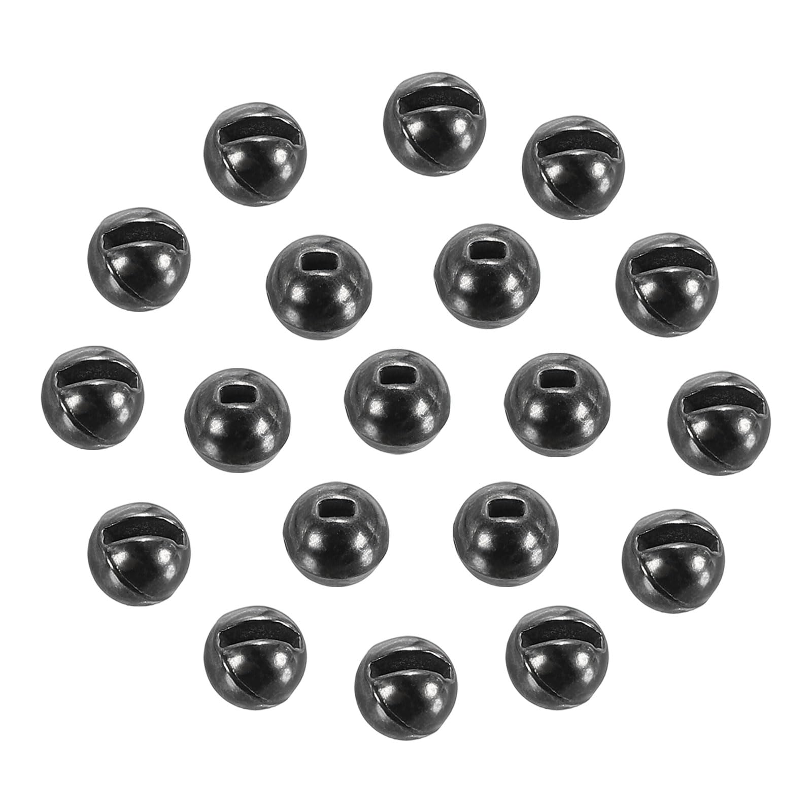 PATIKIL 2.5mm Tungsten Slotted Beads for Fly Tying, 50 Pcs Tungsten Beads Round Bead Head Ball for Jig Hooks Fishing Fly Tying Materials, Black Nickle
