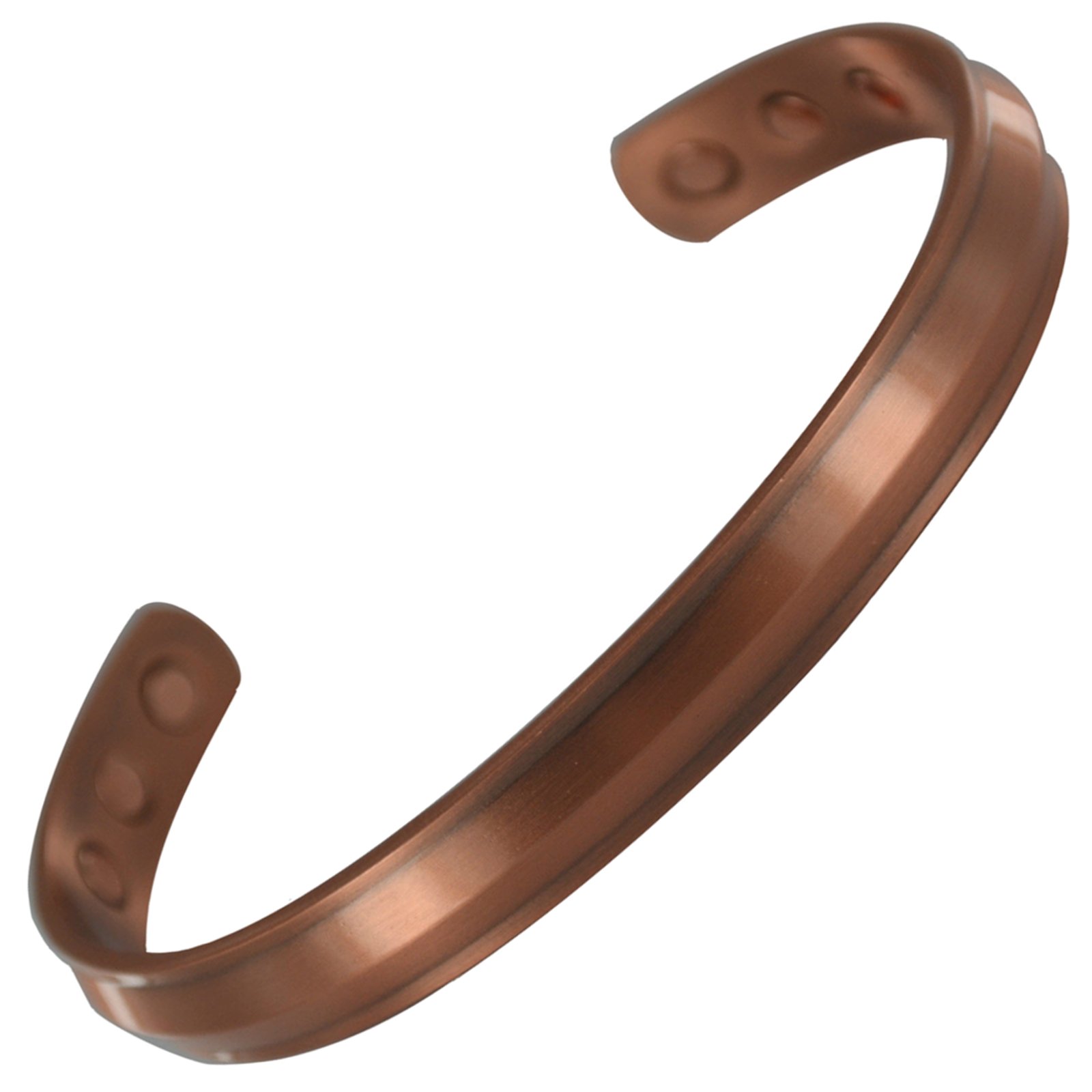 Stargems® PURE COPPER MAGNETIC BRACELET BANGLE 6 MAGNETS HIGH STRENGTH Cuff Wrist Band for Women Ladies or Mens + VELVET GIFT POUCH! (Copper, 17.5)