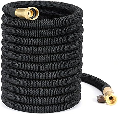 50 ft Expandable Hose,Vita Guardian Double Layer Strong Flexible Garden Expanding Water Hose with Solid Brass Fittings for Garden Farm Washing Car or Watering Plants,Black