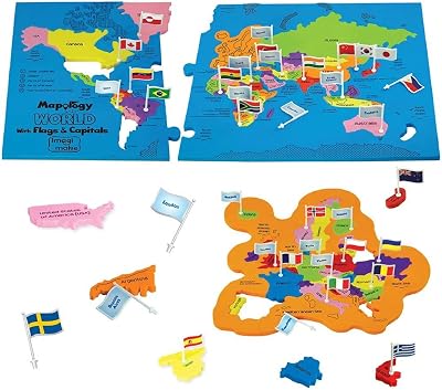 Imagimake Mapology World Map Jigsaw Puzzle with Flags & Capitals 78 pcs