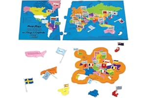 Imagimake Mapology World Map Puzzle - includes Country Flags & Capitals | Fun Jigsaw Puzzle Kids ages 5-8 | Educational Toys for ages 8-13 | Geography Gifts for Girls & Boys 5, 6, 7, 8, 9, 10, 11, 12