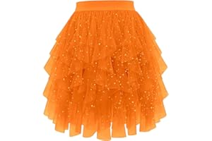 Women's Tulle Short Fairy Skirt Layered Puffy Mini Party Costume Mesh Layered High Elastic Waist Skirts