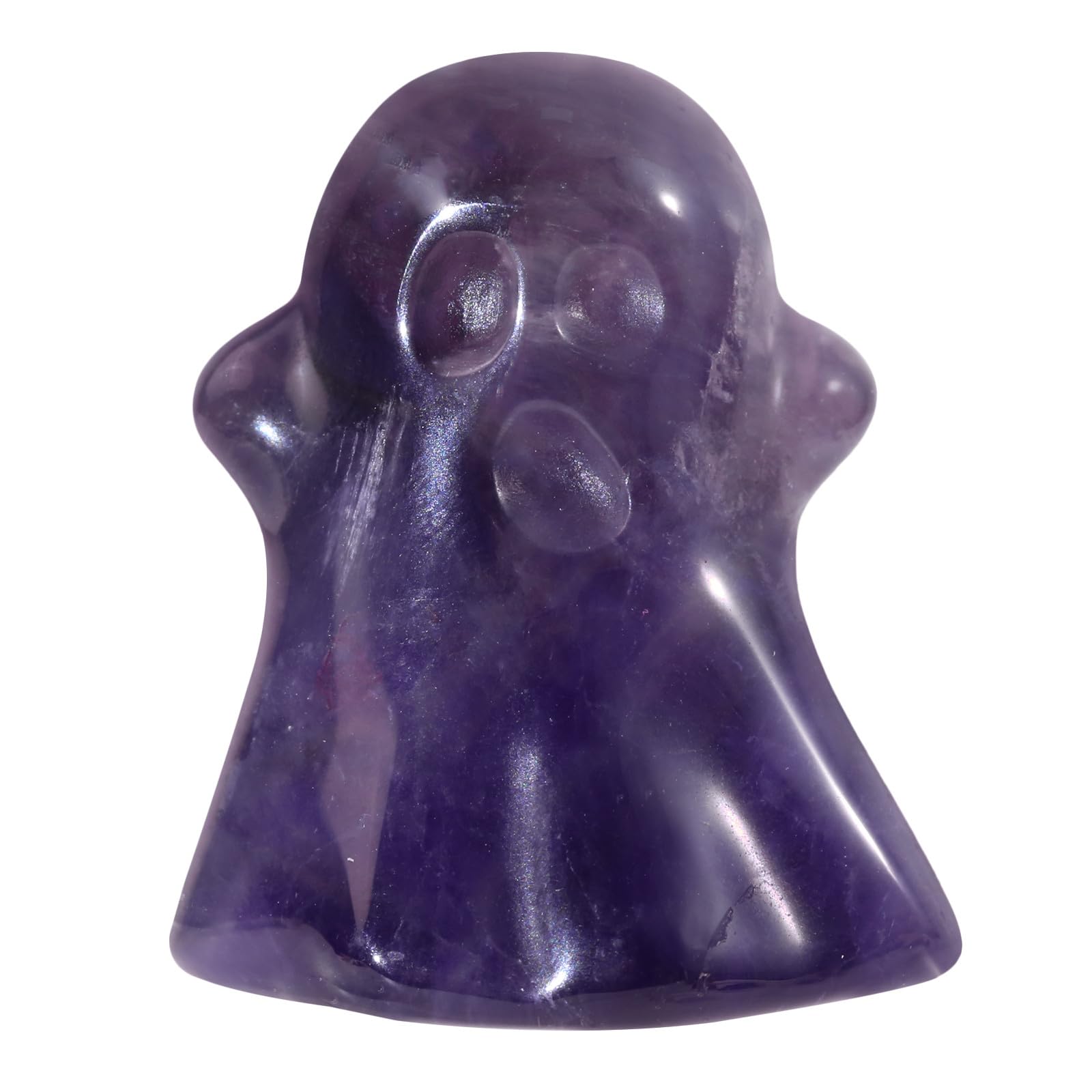 KYEYGWO Pack of 2 Hand Carved Amethyst Crystal Ghost Statue for Halloween Decoration, Mini Ghost Figurine Haunted House Ornaments