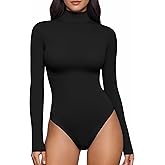 TRENLIVER Womens Long Sleeve Body Suits Mock Turtleneck Thong Bodysuits Shirts Trendy Fall Going Out Tops Y2K 2025