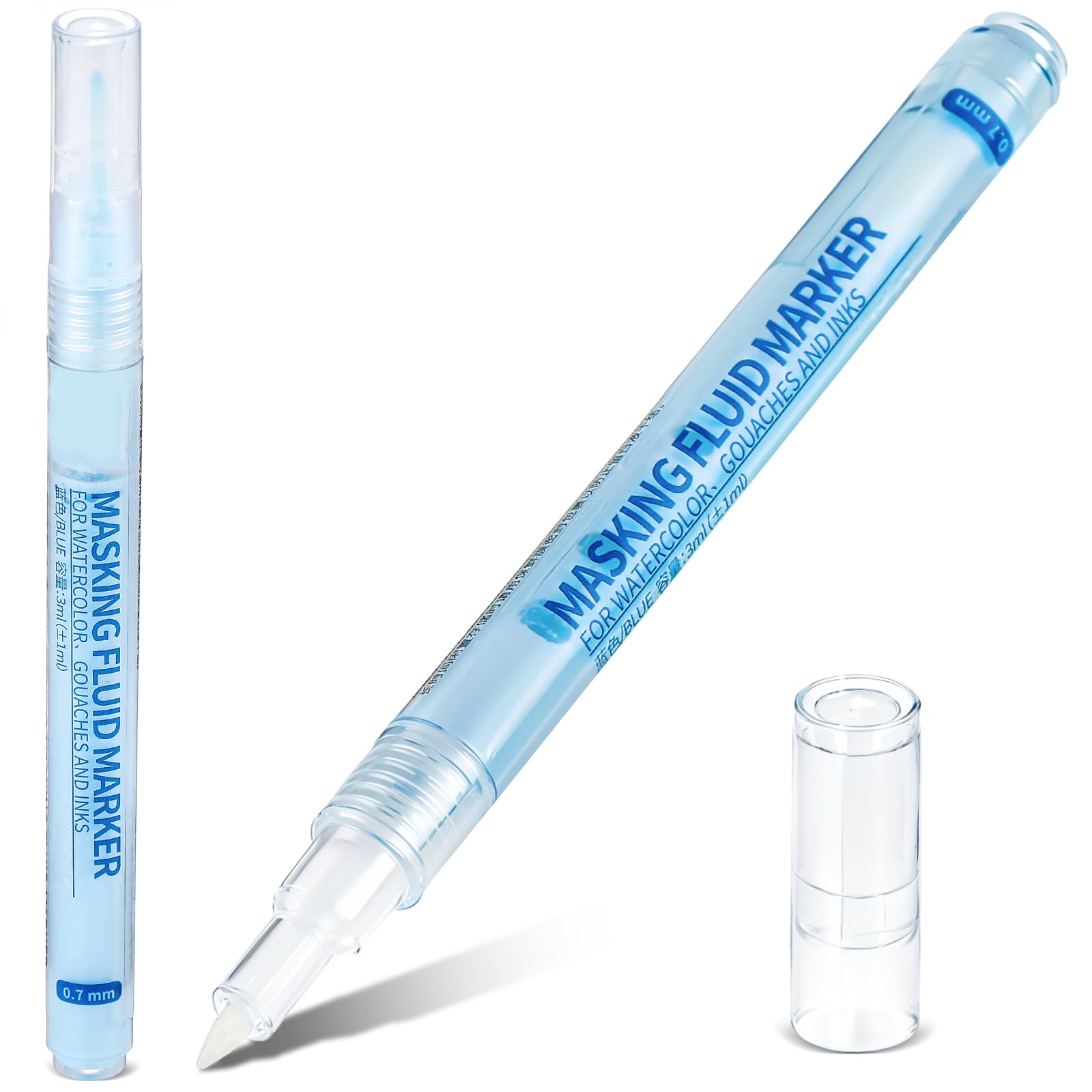 Photo 1 of Feifeiya 2 Pcs Masking Fluid Pen for Watercolor Painting, 3ml Capacity with 0.7mm Applicator Tip, Masking Fluid Marker for Various Art Projects Watercolor Ink(Blue)