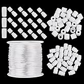 PH PandaHall Breakaway Clasps for Necklaces, 30pcs 20x11mm White Safety Clasp Bead Barrel Connector Closure Clasp with 2mm x 10.9 Yard String Cord for DIY Necklace Bracelet Lanyard Neck Clasp Jewelry
