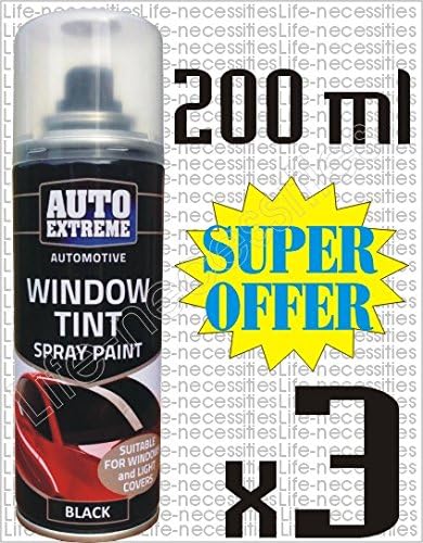 3 x 200ml Auto Extreme Car Lights Glass Body Spray Paint Tint Black Smoke LNL