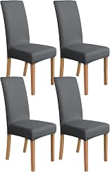 Amazon Basics Stretch Dining Chair Covers Set of 4 Dark Grey 96% Polyester view 1