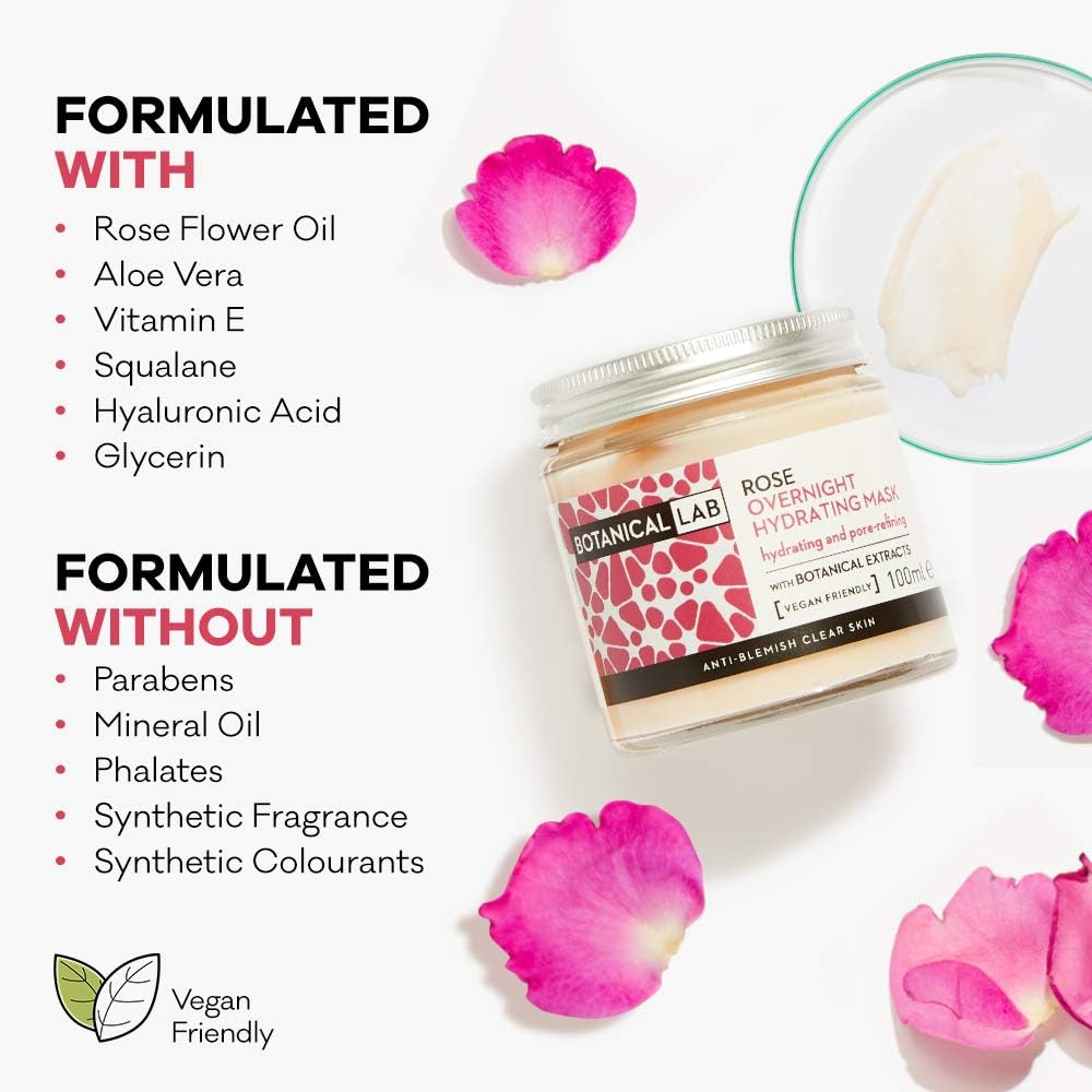 Botanical Lab Rose Overnight Hydrating Face Mask 100ml with Hyaluronic Acid BigaMart