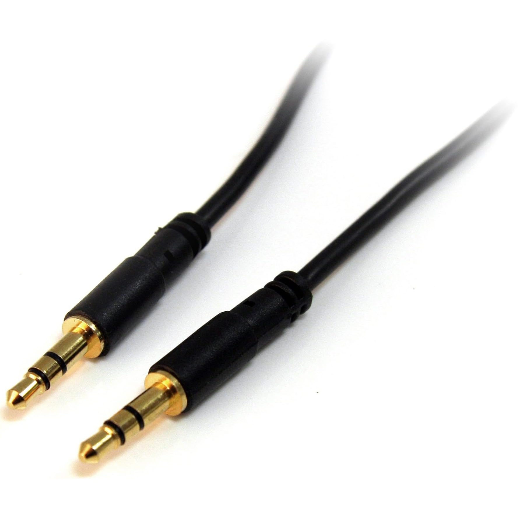 StarTech.com 1 ft. (0.3 m) 3.5mm Audio Cable - 3.5mm Slim Audio Cable - Gold Plated Connectors - Male/Male - Aux Cable (MU1MMS) (Packaging may vary)