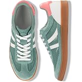 Rosella Carlie Women's Fashion Sneakers - Leather Slip On Shoes for Women | Stylish and Lightweight Spring Shoes for Women Casual Non-Slip Lace-Up Sneakers with Removable Insole Walking Footwear