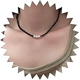 Andelaisi Boho Pearl Beads Choker Necklace Vintage Black Crystal Necklaces Black CZ Beaded Necklace Adjustable Irregular Pearl Necklaces Jewelry for Women
