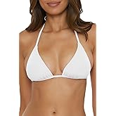 BECCA Women's Standard Color Code Triangle Bikini Top, Adjustable, Tie Back, Swimwear Separates, White (A), Medium