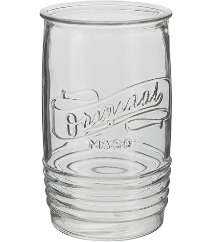 Amazon.com | Hobby Lobby Authentic Mason Stemless Wine Glasses, Clear Glass,  21 Oz, Set of 4, Embossed Design: Wine Glasses