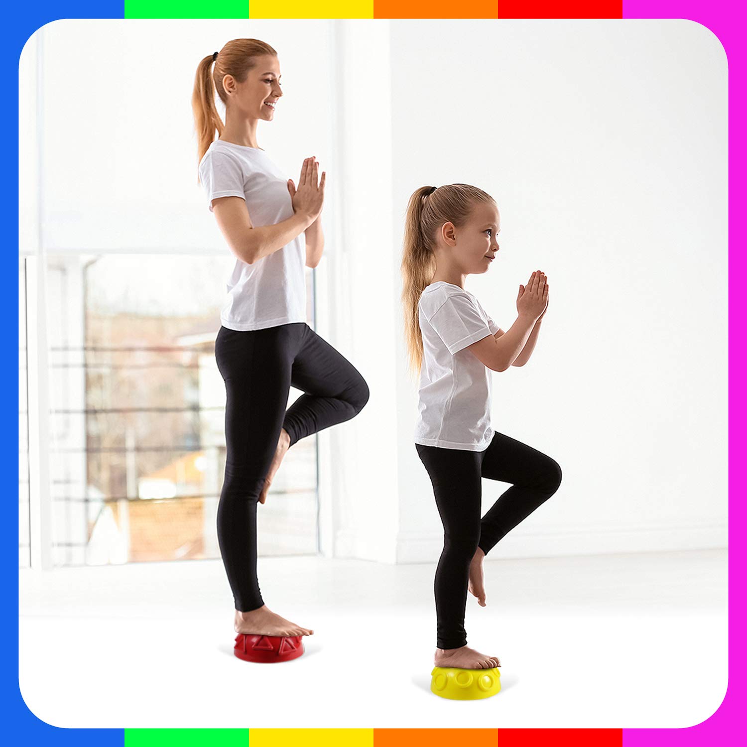 Yes4All Hedgehog Balance Pods for Exercise, Core Body Balancing, Balance Pods for Any Age Group with Hand Pump - Set of 6