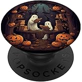 Ghost Reading Book Retro Design Spooky Bookworm Bookish Cute PopSockets Adhesive PopGrip