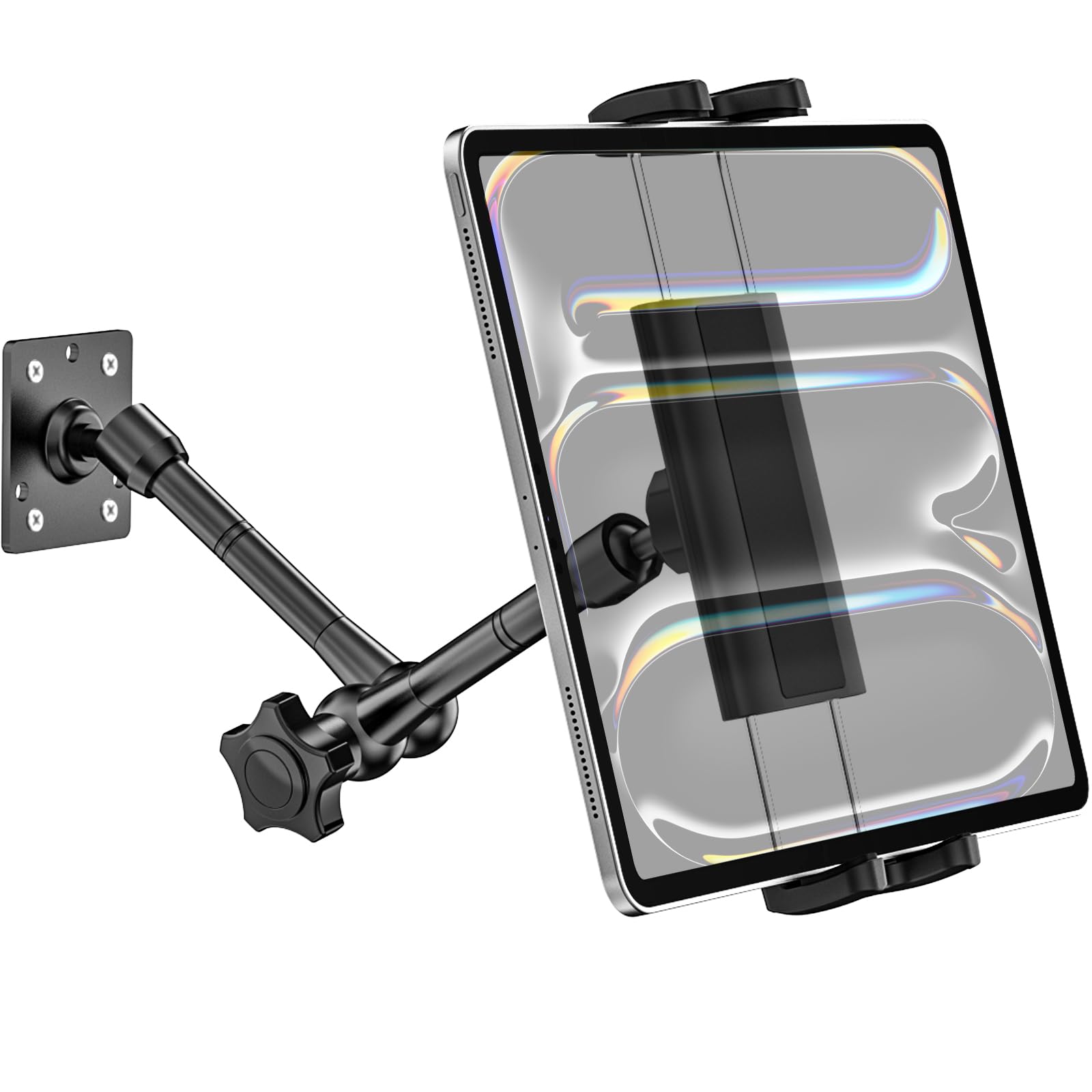 Photo 1 of Dosvsi Tablet Wall Holder, Metal Magic Arm Tablet Wall Mount, Drill Base Phone Wall Stand for Kitchen/Office/Kiosk, Fits iPad Pro 12.9 Air Mini, Galaxy Tab/Z Fold/Z Flip, iPhone, 4-13" Devices