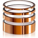 ELEGOO High Temp Tape, 4 Pack Polyimide High Temperature Resistant Tape | Multi-Sized Value Bundle 1/8", 1/4", 1/2", 1" with Silicone Adhesive for Masking, Soldering, Protect PCB Repair