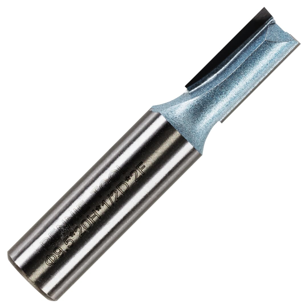 Rennie Tools - 9.5mm (3/8") Cutting Diameter x 20mm Flute x 1/2" Shank TCT Tipped 2 Flute Straight Router Cutter Bit. Compatible With Makita Trend Festool Hikoki Dewalt Router Etc. 9.5mm Router Bit
