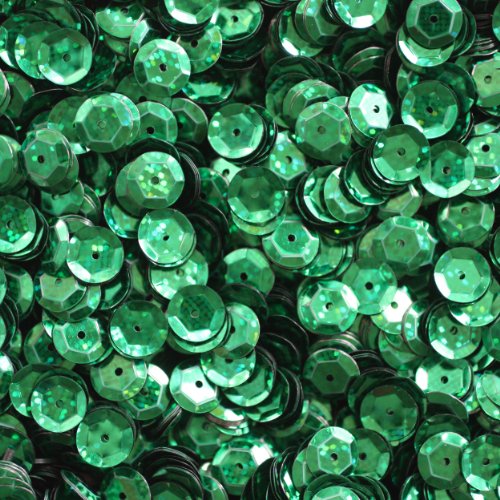 8mm Cup Facet Round SEQUIN PAILLETTES ~ GREEN Hologram Multi Metallic Premium ~ Loose sequins for embroidery, bridal, applique, arts, crafts, and embellishment. Made in USA