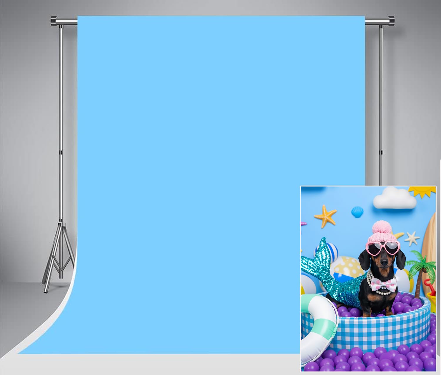 Kate 1.5x2.2m Blue Photo Backdrop Solid Color Photographic Background Microfiber Seamless Portrait Backdrops for Newborn Photography Studio — image 1