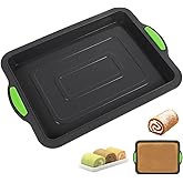 Hemoton Heat-Resistant Silicone Cake Roll Mold 13.38X9.25 Inch Non-Stick Flexible Baking Pan for Oven Use Multi-Function Bakeware for Homemade Cakes and Brownies