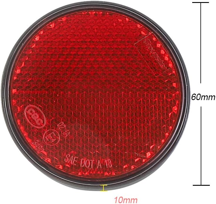 Eacalyc Trailer Round Rear Reflectors Self Adhesive Red Reflectors Stick-on Caravan Reflectors for Gate Posts Trailer Bike Truck Lorry or Agricultural Machines Pack of 8 - Image 3