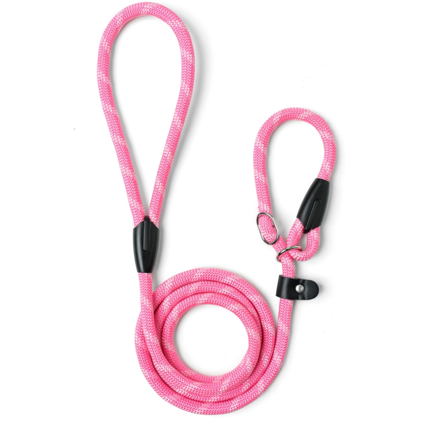 Photo 1 of WePet Dog Training Slip Leash, No Pull, Durable Reflective Lead, Puppy Heavy Duty Loop Rope, Comfortable Handle, 6 ft, 1/2 inch, diam. Pink/White