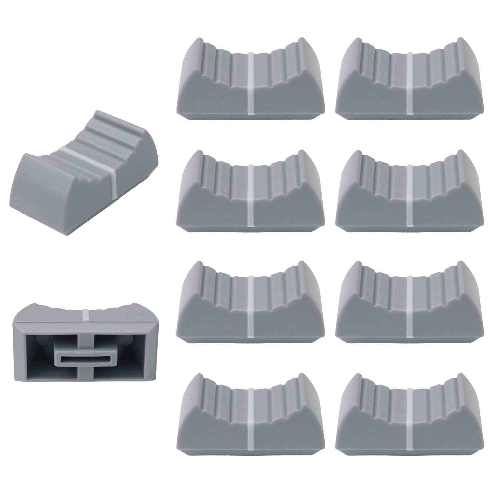8mm Hole Colour Body Linear Slider/Fader Caps Pack of 10 (Grey/White)