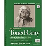 Strathmore (412-109 30% Post Consumer Fiber Wire Binding Recycled Toned Sketch Pad, 9"x12", Gray, 50 Sheets