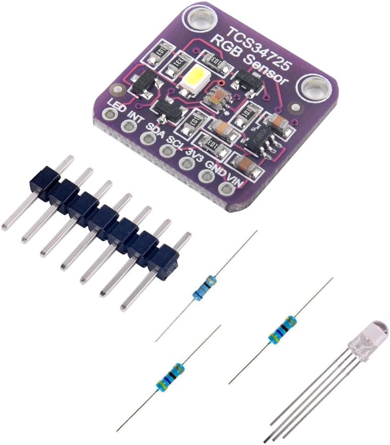 DIYmall TCS34725 RGB Sensor RGB Light Color Sensor Recognition Module with IR Filter White RGB LED Resistor for Arduino UNO R3 Mega