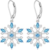 Christmas Snowflake Earrings for Women Sterling Silver Snowflake Dangle Earrings Dangling Winter Flower Holiday Jewelry Gifts