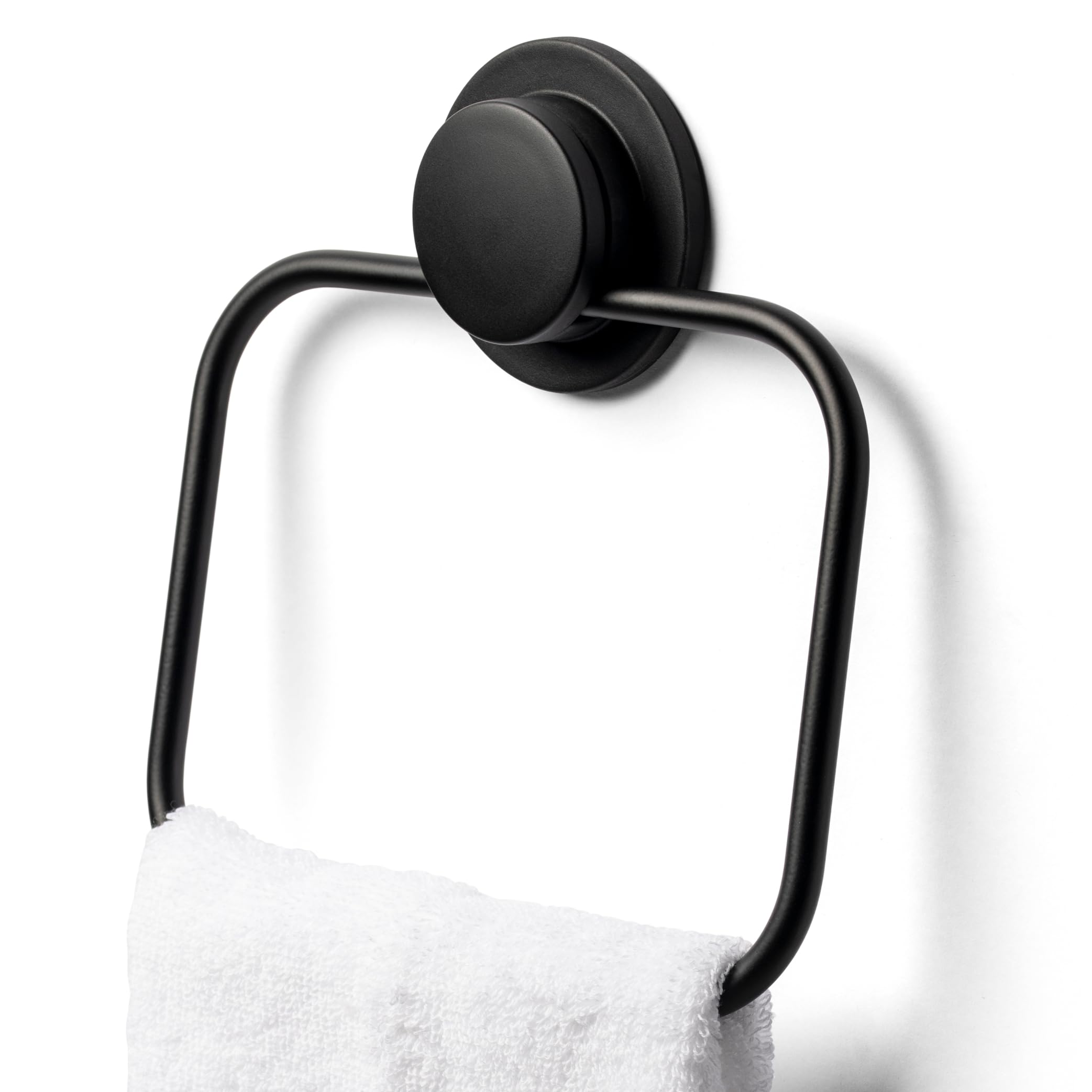 Croydex Stick 'n' Lock Towel Ring, Matt Black