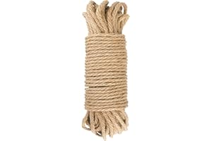 KINGLAKE GARDEN Jute Rope,Hemp Rope Heavy Duty Jute Rope 1/4 inch x 164 Feet(6 MM x 50 M) Twisted Hemp Rope for Indoor and Outdoor Gardening,Crafts, Home Decorating, Climbing,DIY