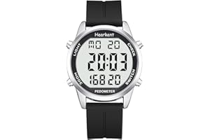 Hearkent Men's Pedometer Watch, Step Counter, Calorie & Distance Tracker, 30m Waterproof, Alarm & Countdown Timer, No App/No 