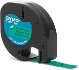 Dymo LetraTag Plastic Labels 12 mm x 4 m Black on Green Roll view 8