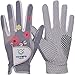 GH Women's Leather Golf Gloves One Pair - Flower Printed Both Hands (Gray, 19 (S))