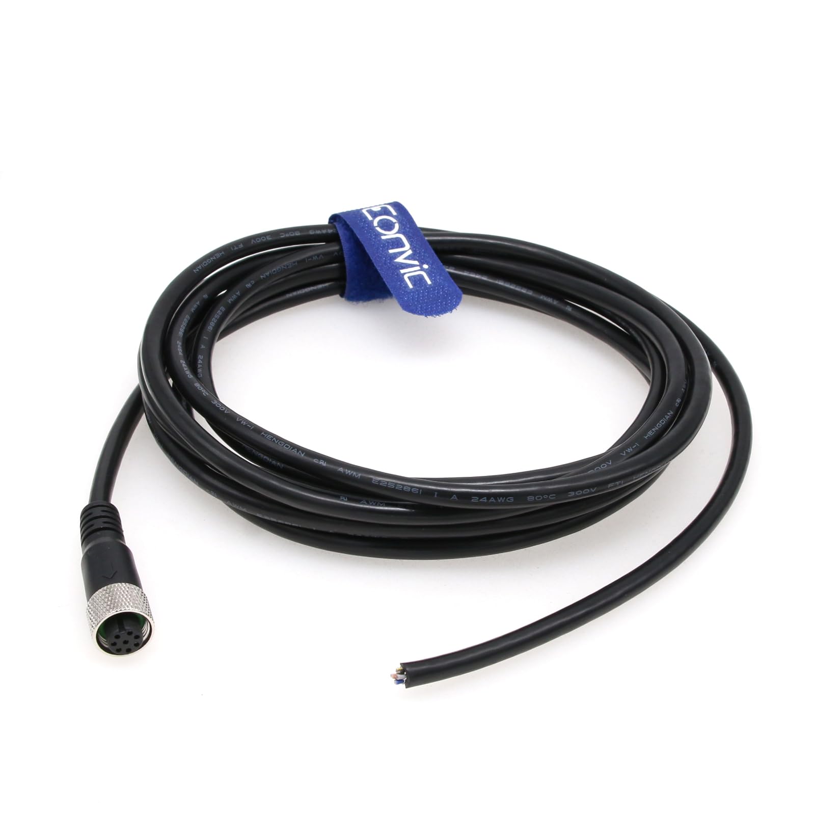 Eonvic M12 Female Straight 8 Pins Connector Aviation Socket Shielded Electrical Cable Industrial Sensor Connector 5M